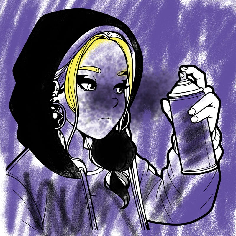 a realistic girl, spray painting