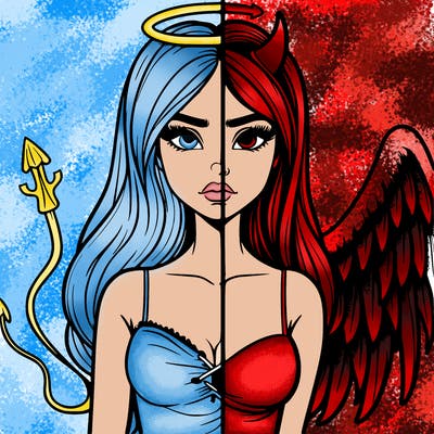 devil vs angel realistic girl