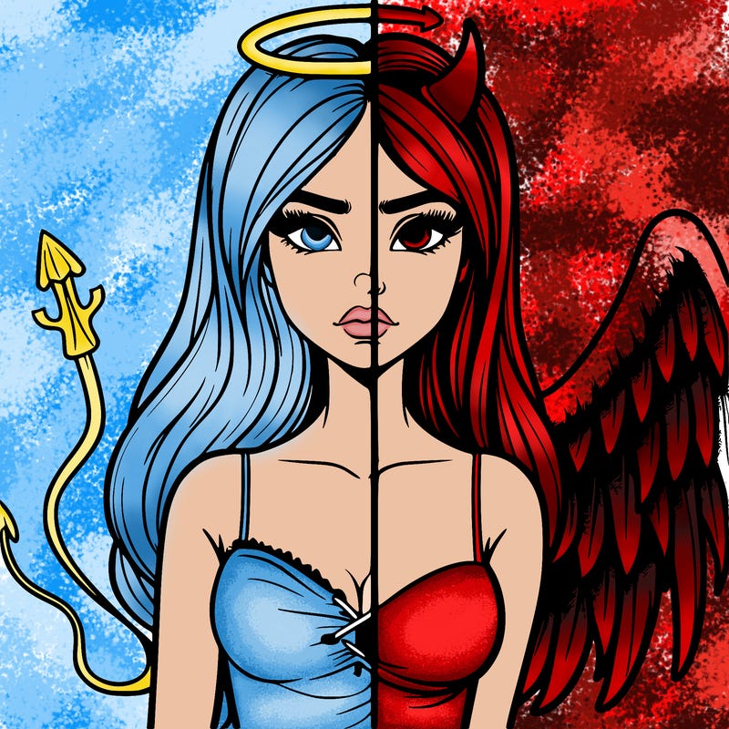 devil vs angel realistic girl