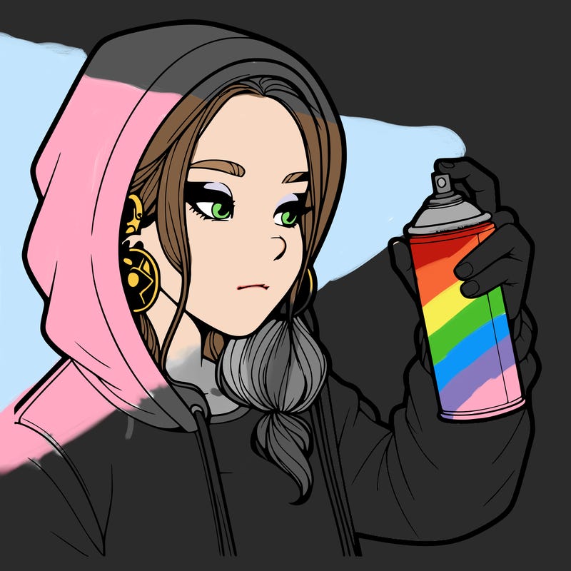 a realistic girl, spray painting