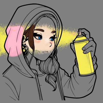 a realistic girl, spray painting