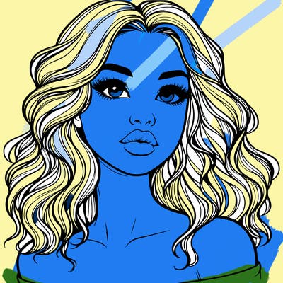 realistic girl with wavy hair and lips