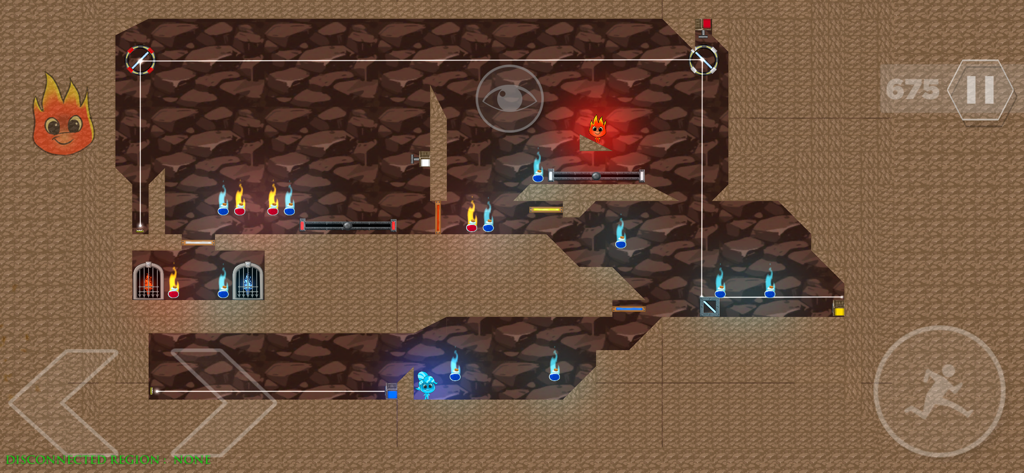 Gameplay screenshot of Fireboy and Watergirl Online 2 featuring light and mirror puzzles in the Light Temple