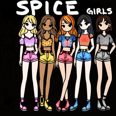 a group of girls wearing crop tops and shorts