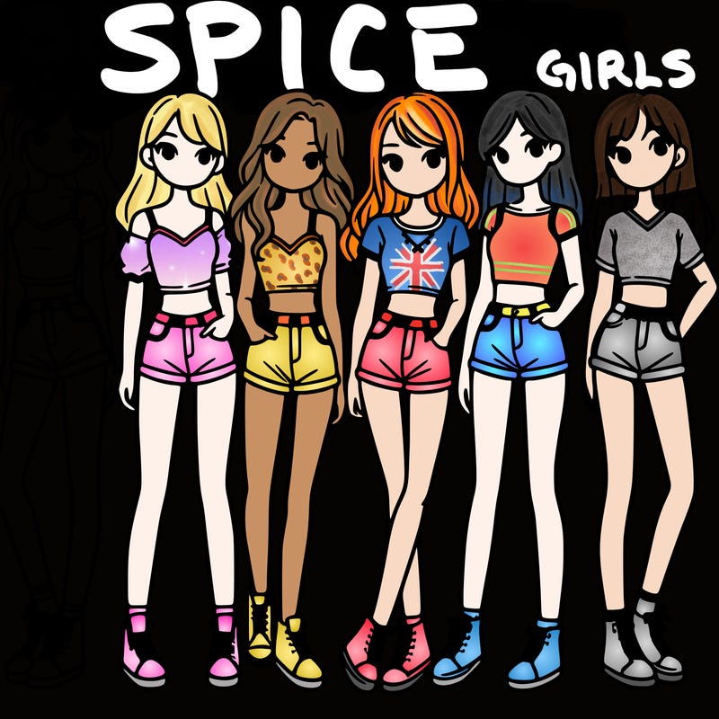 a group of girls wearing crop tops and shorts