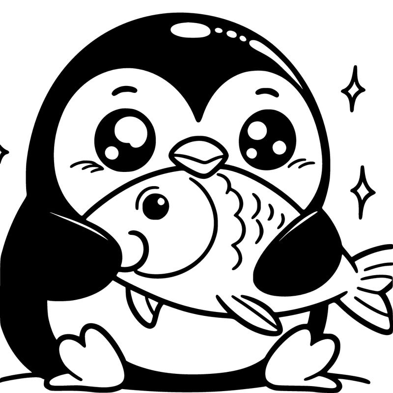 penguin that’s eating a fish
