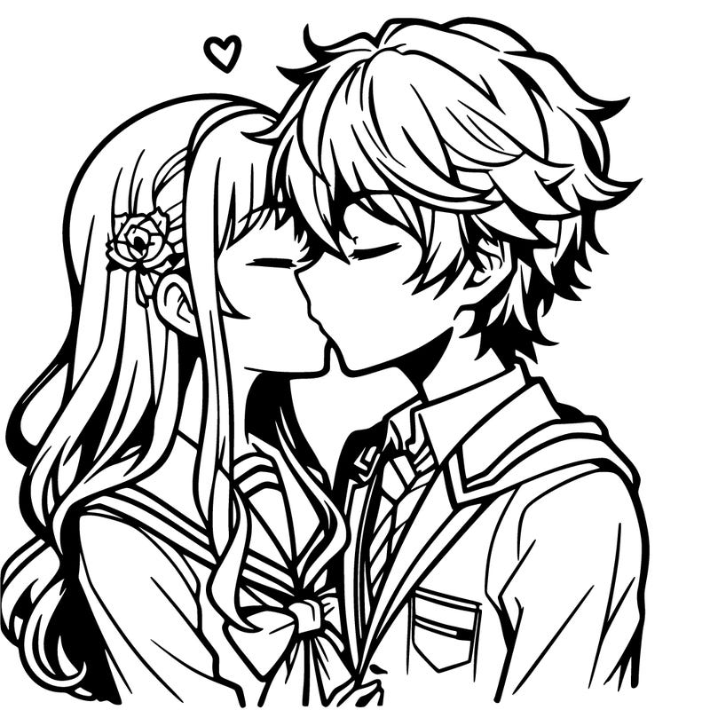 a anime girl kissing a anime boy