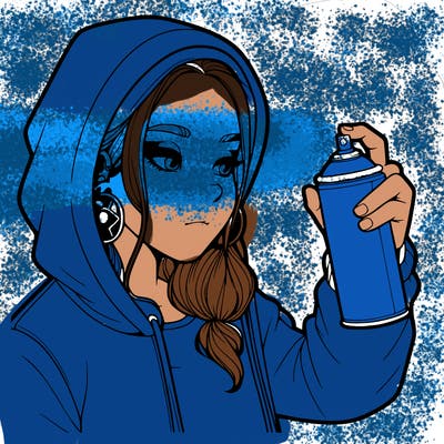 a realistic girl, spray painting