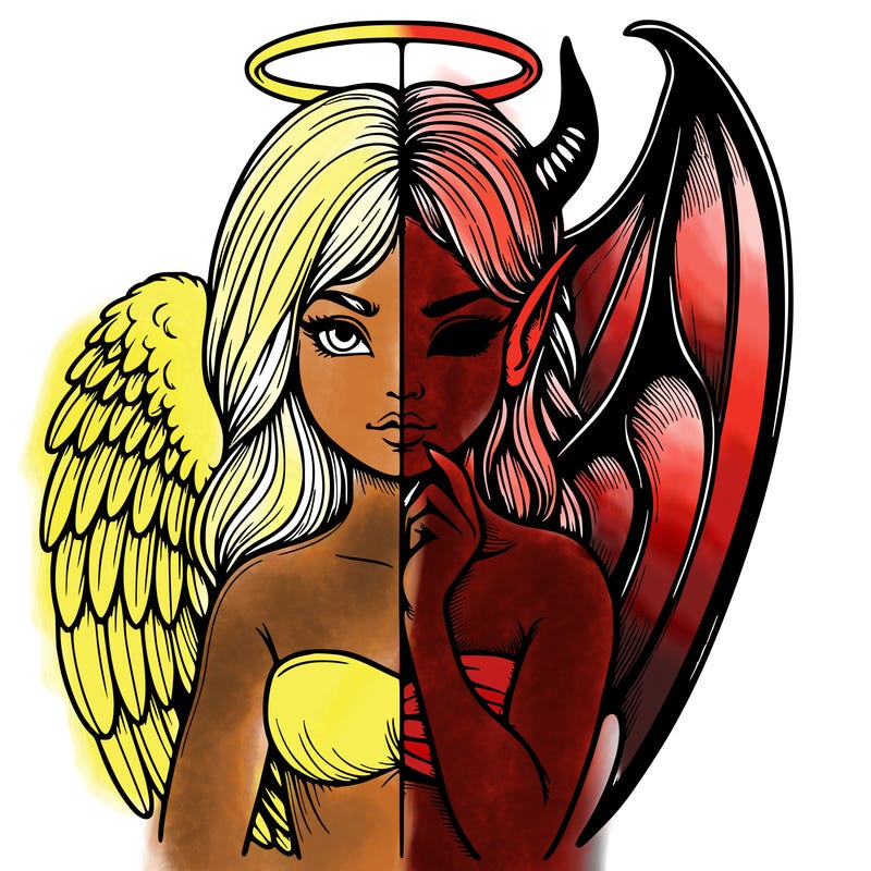 realistic angel half demon