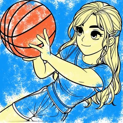 realistic girl playing basketball