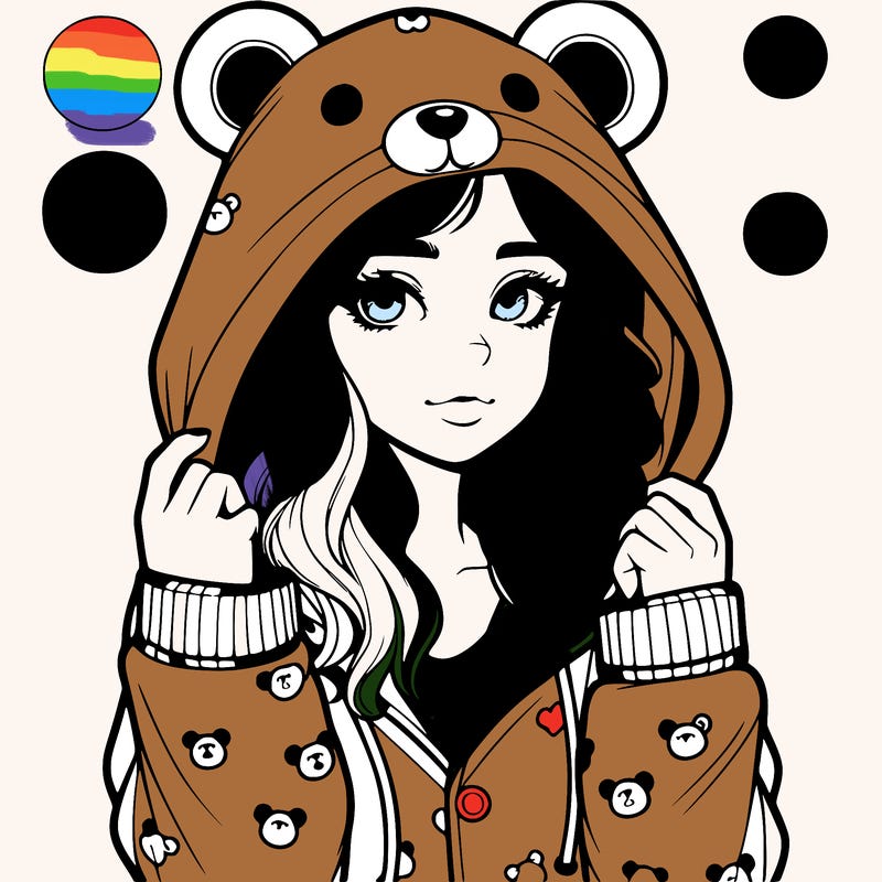 realistic girl in a animal pjs hoodie