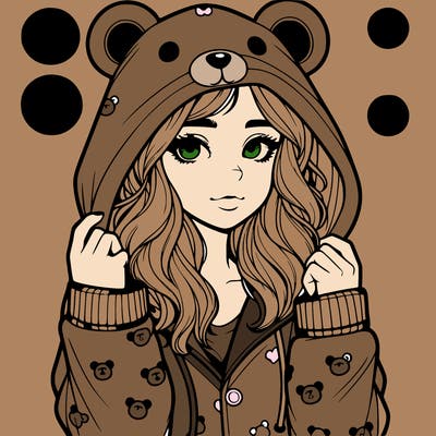 realistic girl in a animal pjs hoodie