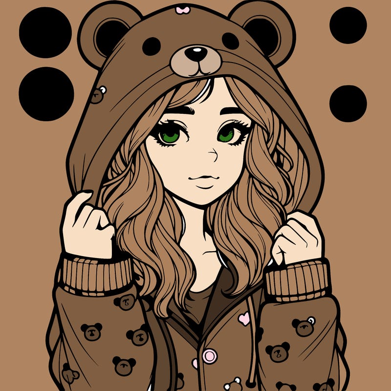realistic girl in a animal pjs hoodie