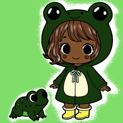 girl with frog costume