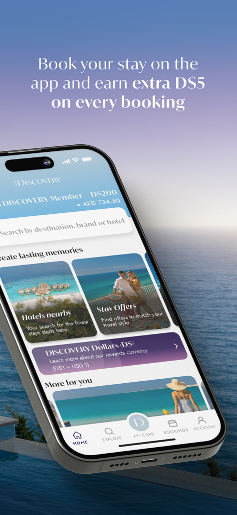 GHA DISCOVERY - GHA DISCOVERY mobile app interface showing luxury hotel stay offers and reward points promotion