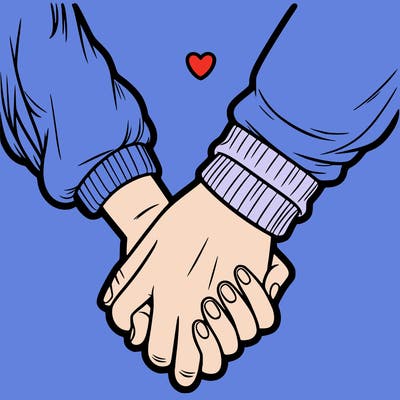 two holding hand one girl hand and one boy hand