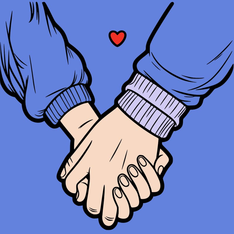 two holding hand one girl hand and one boy hand