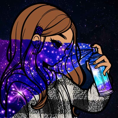 a realistic girl spray painting