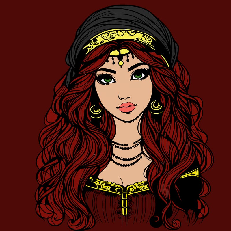 realistic beautiful mysterious gypsy girl