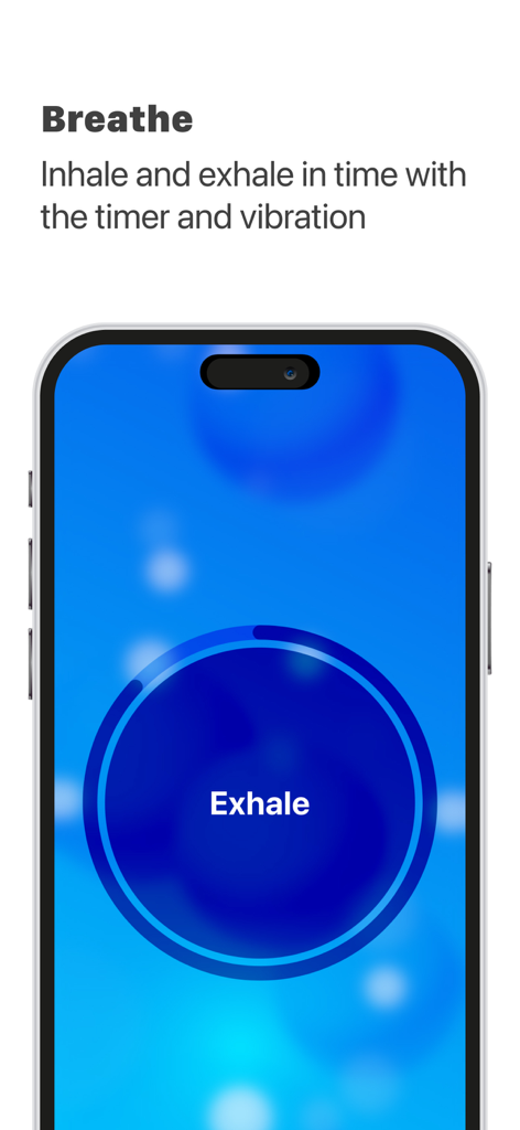 Una pantalla de smartphone que muestra un ejercicio de respiración guiada para el alivio de la ansiedad y el estrés