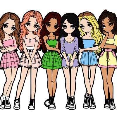 a group of girls realistic