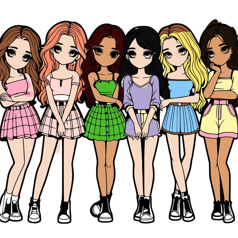 a group of girls realistic