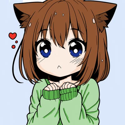 shy anime catgirl
