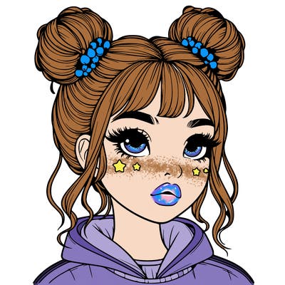 realistic girl with space buns