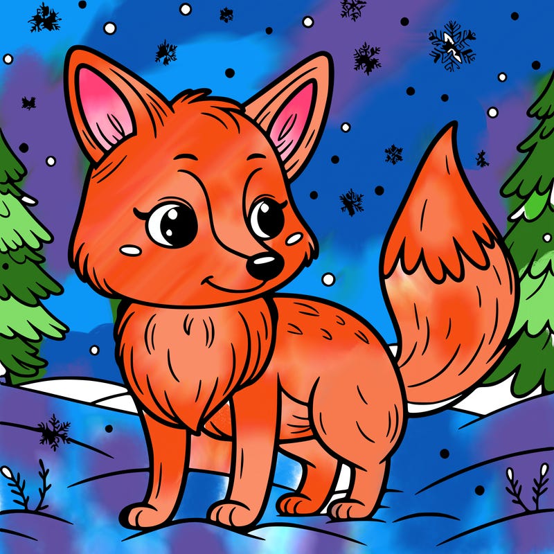 a fox in the snow