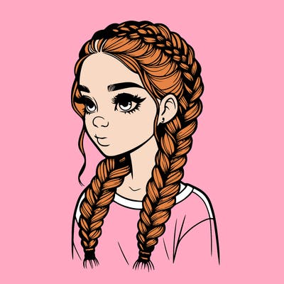 realistic girl with braids