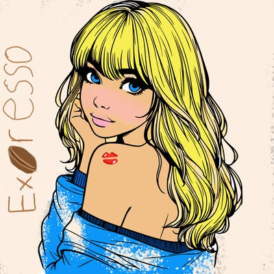 realistic girl with bangs looking over her shoulder