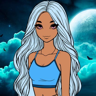 realistic girl with long hair with a crop top