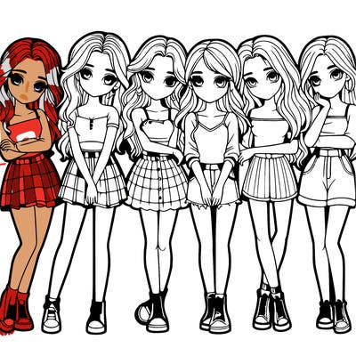 a group of girls realistic