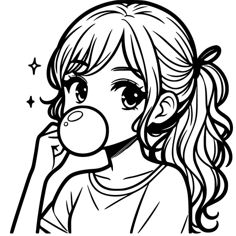 a girl chewing bubble gum