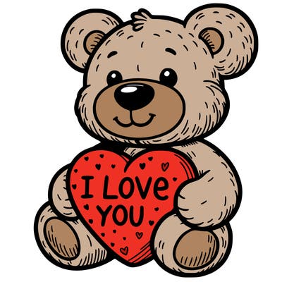 teddy bear holding an i love you heart