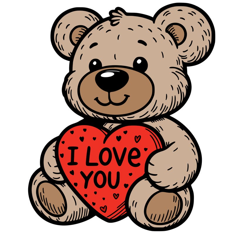 teddy bear holding an i love you heart