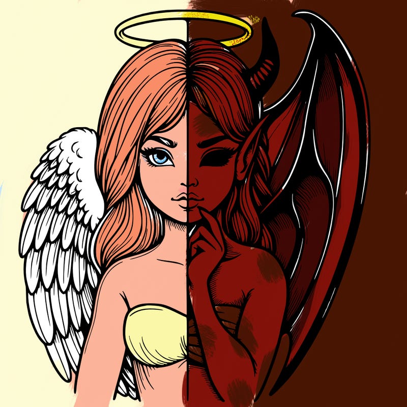 realistic angel half demon