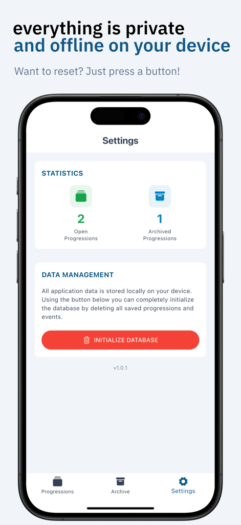 Settings screen of the Betting Stake app displaying usage statistics and local data management options