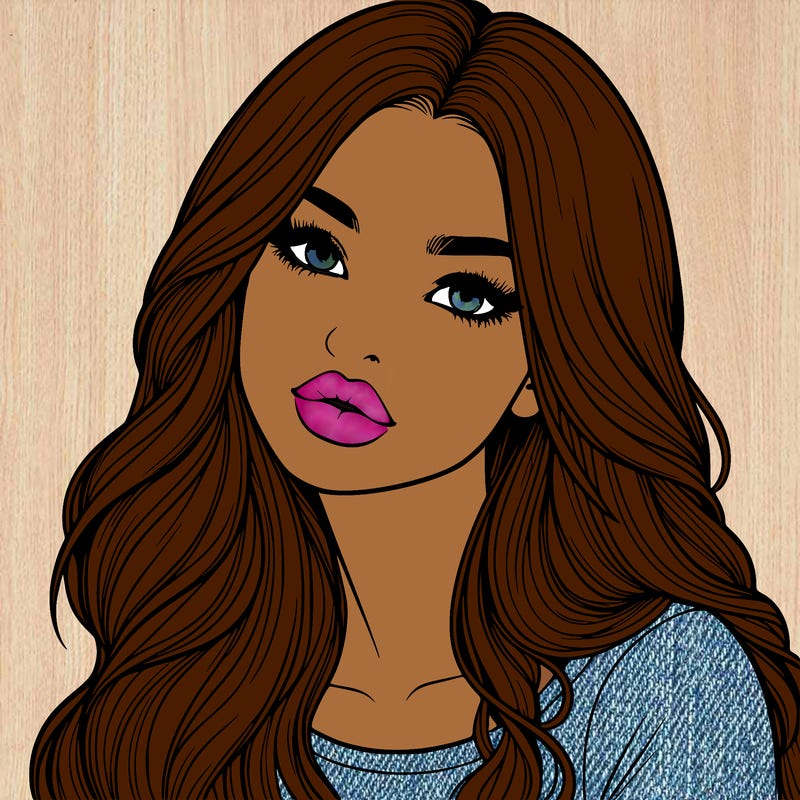 realistic girl with hair on her hair and lips