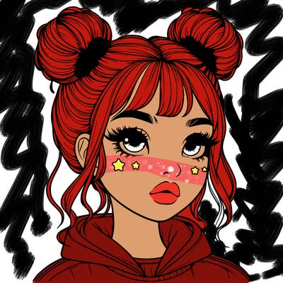 realistic girl with space buns