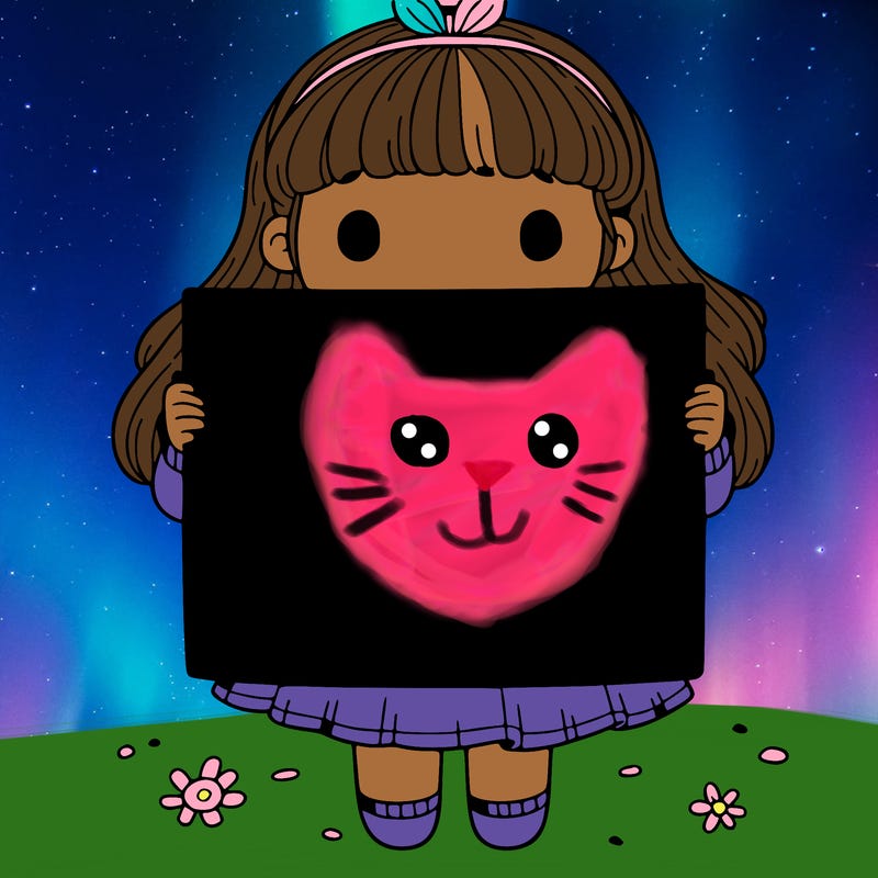 a girl holding a blank pices paper