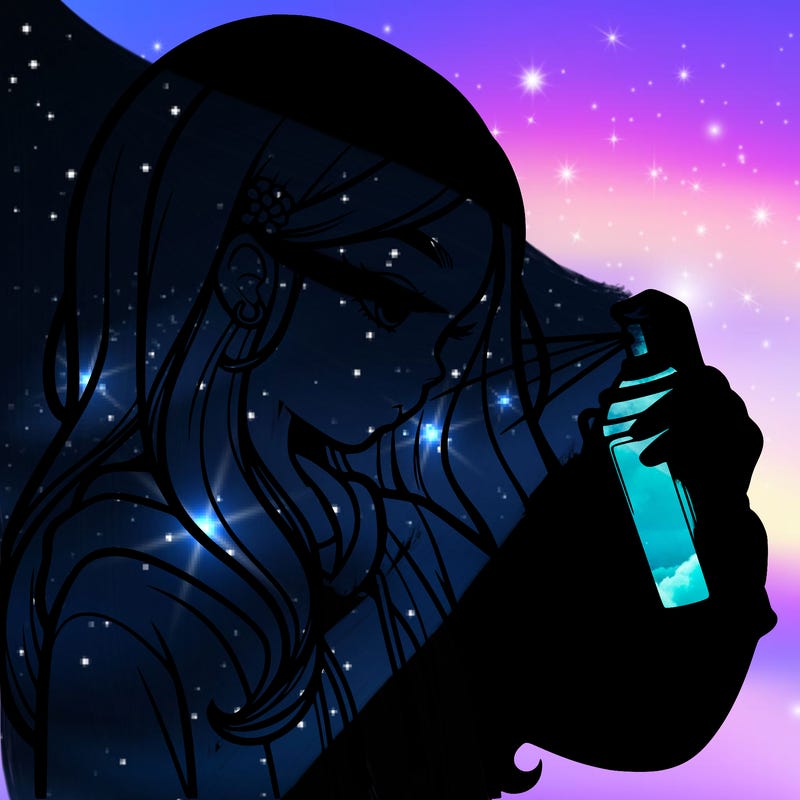 a realistic girl spray painting