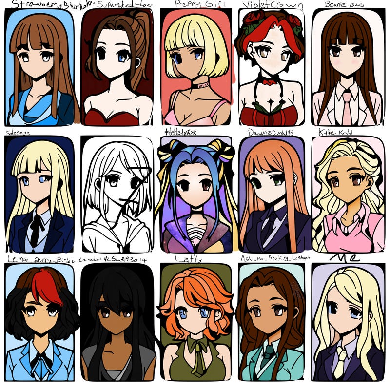 girls that look diffrent anime