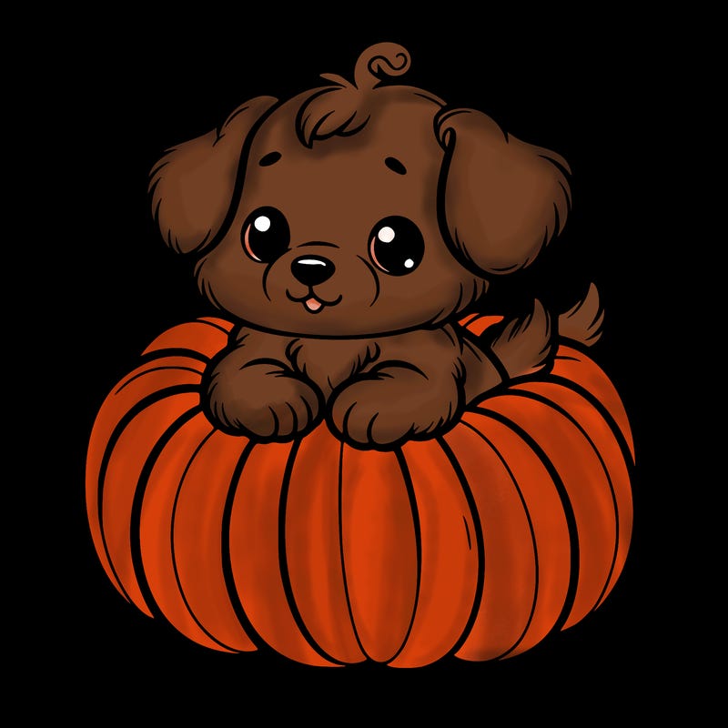 cute little puppy in a pumpkin