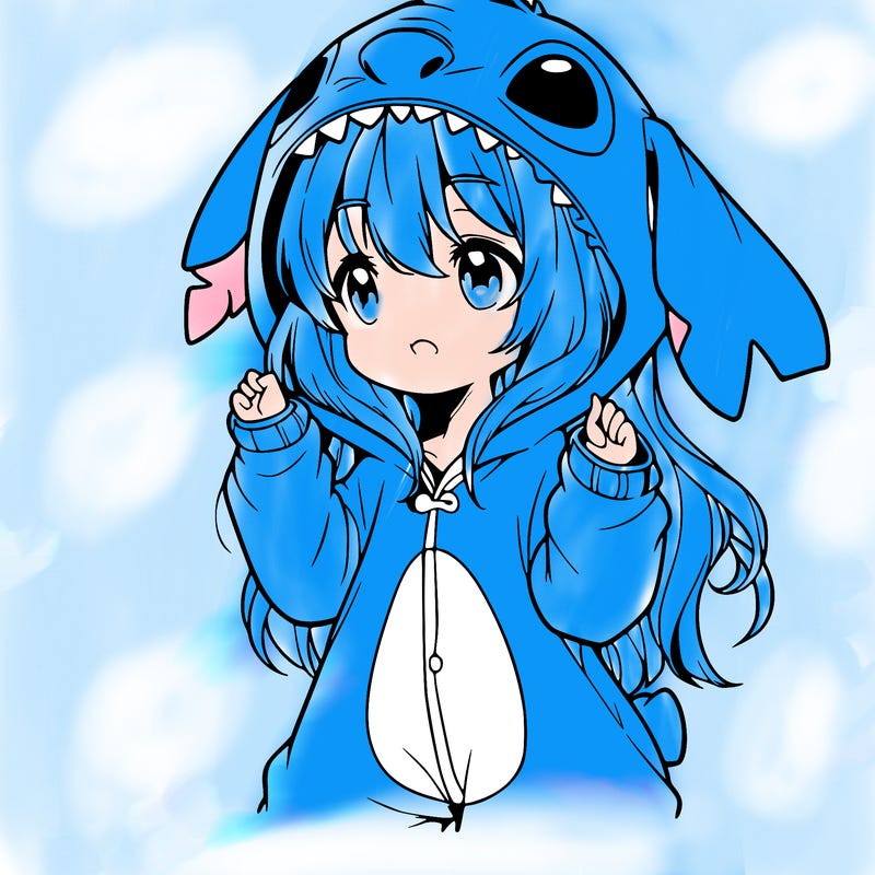 anime girl in a stitch onsie
