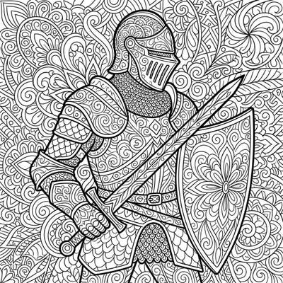 Step into a world of chivalry and intricate design with this stunning Zentangle Medieval Knight coloring page. Experience the therapeutic art of Zentangle as you bring this armored warrior to vibrant life.