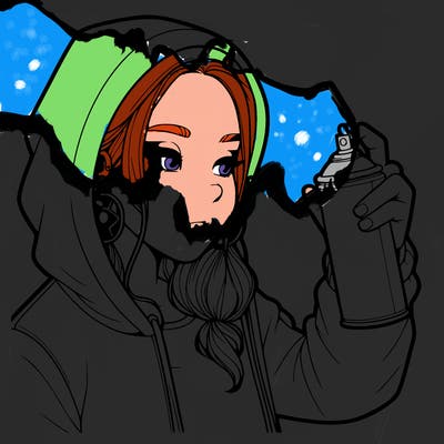 a realistic girl, spray painting