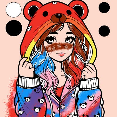 realistic girl in a animal pjs hoodie