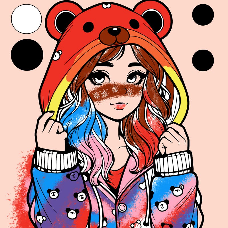 realistic girl in a animal pjs hoodie