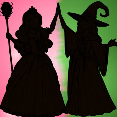 detailed realistic split of a princess and a witch